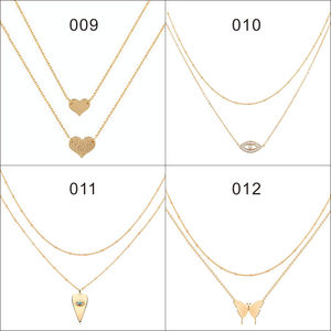 Vendita calda a strati cuore collana ciondolo fatto a mano placcato oro 18 carati delicato girocollo in oro freccia Bar Layering collana lunga per le donne - Product Image 2