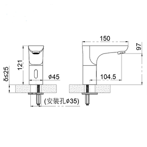 HY-117A อ่างน้ำทองเหลืองทองแดงแบบทันสมัยสำหรับห้องน้ำก๊อกน้ำอัจฉริยะแบบไม่ต้องสัมผัสเซ็นเซอร์อินฟราเรดอัตโนมัติแบบแตะสำหรับยิม - Product Image 2
