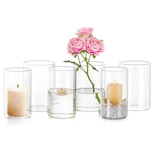 Vasos de vidro venda quente nórdico grandes tamanhos cilindro claro tubo casamento centro peça flutuante flores para flor velas arranjos