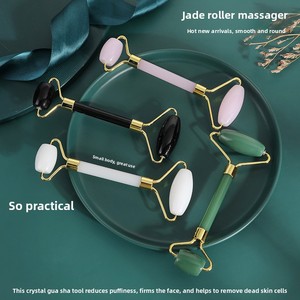 Vẻ đẹp Massager nhãn hiệu hai đầu mặt thư giãn mắt nâng cạo chuyên nghiệp hai đầu ngọc bích & kim loại con lăn massage - Product Image 2