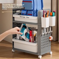 Meuble de rangement scolaire moderne en plastique, multi-niveaux, mobile, petit chariot, pour dortoir étudiant, armoire de rangement pour livres, facile à nettoyer