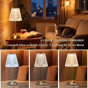 Lámpara de Mesa LED de Cristal de Lujo, Inalámbrica, Recargable, Táctil, Regulable, Estilo Nórdico, Portátil, para Restaurante, Escritorio, Decoración del Hogar - Product Image 5