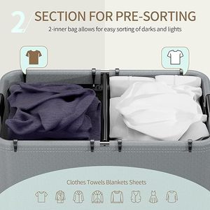 Cesto para Ropa Sucia de 150L con Ruedas, Cesto de Lavandería con Tapa y 2 Bolsas Extraíbles, Cestos para Ropa Sucia de Gran Capacidad - Product Image 5