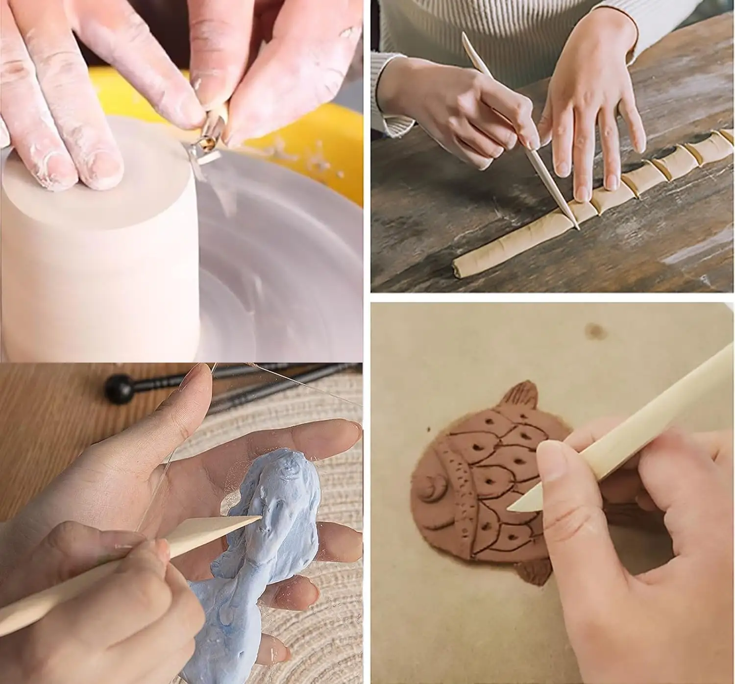 Conjunto de ferramentas para argila e cerâmica, kit de 5 peças para modelagem e escultura em madeira de polímero, artesanato e modelagem