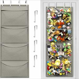 Sac de rangement suspendu en tissu Oxford pour jouets en peluche, poupées, sous-vêtements et chaussettes, avec 4 poteaux de support - Product Image 6