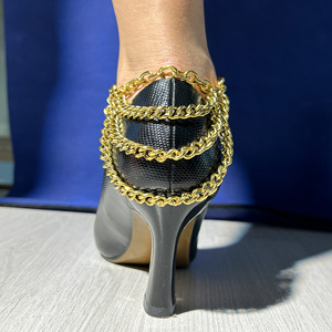 Sexy a catena lunga multistrato con nappine per le donne in acciaio inox placcato oro <span class=keywords><strong>scarpe</strong></span> tacco alto piedi catena Wed gioielli per feste - Product Image 2