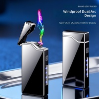 JL339 Nouveau Briquet Coupe-Vent Transfrontalier à Arc Rechargeable USB avec Affichage Numérique de la Batterie, Cadeau d'Affaires en Plastique