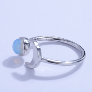 Set <span class=keywords><strong>di</strong></span> Anelli in Argento Sterling 925 Regolabili Placcati Oro con Pietre Naturali Sfaccettate Rosse Nere <span class=keywords><strong>Rosa</strong></span> Verdi <span class=keywords><strong>Pietra</strong></span> <span class=keywords><strong>di</strong></span> <span class=keywords><strong>Luna</strong></span> per Donne - Product Image 4