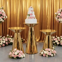 Table haute moderne en acier inoxydable doré de luxe pour la décoration de mariage, table à desserts et gâteaux, idéale pour les hôtels et les bars à domicile