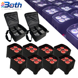 8pcs with 2 bags <b>Wireless</b> DMX 4x18W RGBWA+UV Mini Battery LED Uplight Par <b>Light</b> for Wedding Party Events - Product Image 1