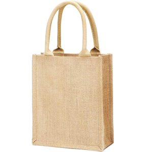 Bolso de compras de yute reutilizable con logotipo personalizado, bolso ecológico de tamaño mediano para compras Tiffin y uso de regalos - Product Image 3