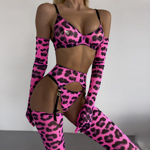 Hot Selling Women's Sexy Lingerie Leopard Print Five Piece Set New Leopard Print Tie Dye Lingerie Women's Clothing - Product Image 1