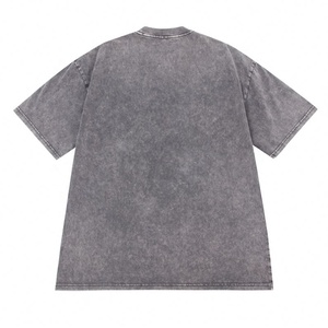 Hermosa calidad de gran tamaño en blanco pesado algodón estampado camiseta gota hombro liso gris ácido lavado Vintage - Product Image 2
