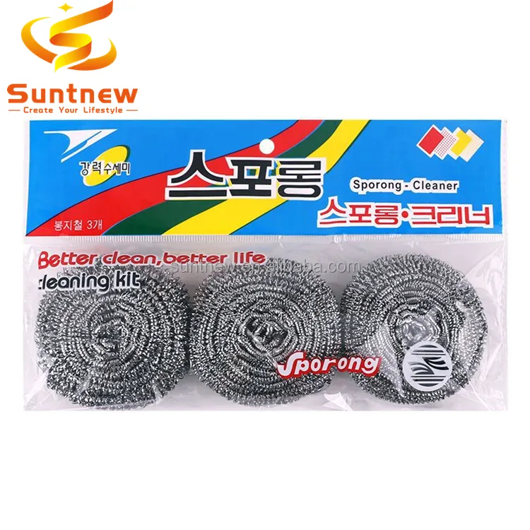 3pcs High quality household cleaning kitchen metal scourer stainless steel flat scrubber