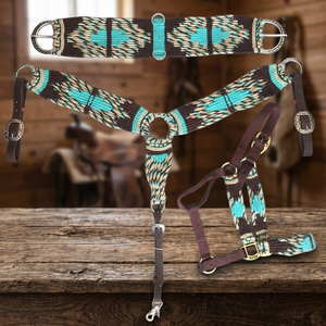 Genuine Leather Cowhide Headstall & Breast Collar Set Lightweight Durable Western Horse Saddle Equipment Custom - Product Image 2