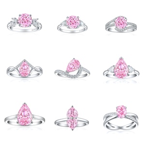Atacado de Fábrica de Joias em Prata Esterlina 925: Anel de Noivado com Zircônia Cúbica Rosa Lapidação Pera Banhado a Ródio - Product Image 1