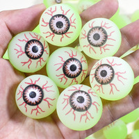 Balle rebondissante magique verte luminescente modèle 042 30 mm, jouet en plastique fluorescent élastique pour Halloween