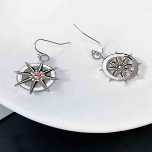 Vintage Antique <b>Silver</b> Plated Antique Bronze Plated SKZ Eight-pointed Star Earrings for Women - Product Image 3
