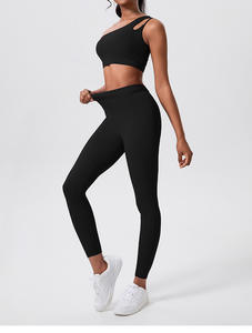 कस्टम जिम कपड़ों की फिटनेस कसरत, योग सेट महिलाओं के लिए एक कंधे की खेल ब्रा बट लिफ्ट लेगिंग वाली महिला - Product Image 5