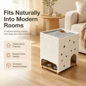 Mesa Auxiliar Multifuncional para Gatos, Casa de Fieltro Todo en Uno, Estación de Alimentación, Mueble para Descanso y Juego de Mascotas - Product Image 5