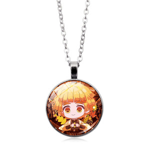 21 Designs Tanjirou Nezuko Metal Alloy Glass Pendant Necklace Inspired Necklace for Children's Toys Anime Logo Photo Necklace - Product Image 3