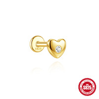 Pendientes de Plata de Ley 925 Chapados en Oro Glowluxe con Circonita, Diseño Minimalista de Estrella, Corazón y Espiral