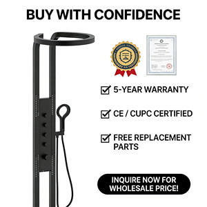 Panneau <span class=keywords><strong>de</strong></span> Douche Cascade Noir en Acier Inoxydable Multifonctionnel <span class=keywords><strong>avec</strong></span> <span class=keywords><strong>Robinet</strong></span> <span class=keywords><strong>de</strong></span> Douche, Pommeau Entourant et Système <span class=keywords><strong>de</strong></span> Douche Massant - Product Image 4