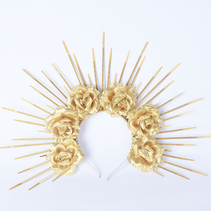 تاج هالو ذهبي فضي من شينجلان ، غطاء رأس ماري آلهة ، للنساء ، غطاء رأس للهالوين تأثيري - Product Image 6