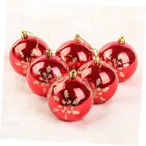6cm 6 uds decoración del hogar copo de nieve Bola de hilo de Navidad adornos de bola de Navidad de plástico pintado