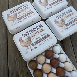 Boîtes à œufs personnalisées, fraîches <span class=keywords><strong>de</strong></span> la ferme, style vintage, en papier recyclé, pour 6 ou <span class=keywords><strong>12</strong></span> œufs, écologiques, œufs biologiques cueillis à la main - Product Image 1