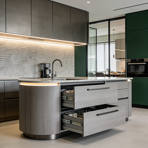 Gabinetes de Cocina Blancos con Almacenamiento Integrado y <span class=keywords><strong>Microondas</strong></span> Incorporado para Renovaciones de Cocinas de Lujo en Estados Unidos - Product Image 5