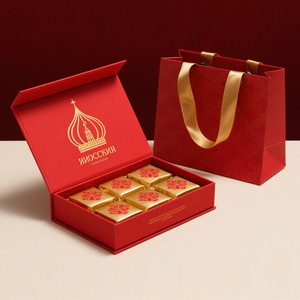 Экологичный Пищевой Логотип, роскошная подарочная упаковка для трюфелей, жесткая бумага, красная Магнитная коробка для шоколада с лентой - Product Image 3