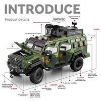 Modèle de véhicule tactique blindé en alliage moulé sous pression à l'échelle 1/24 avec tourelle rotative détachable et effets sonores et lumineux, jouet camouflage