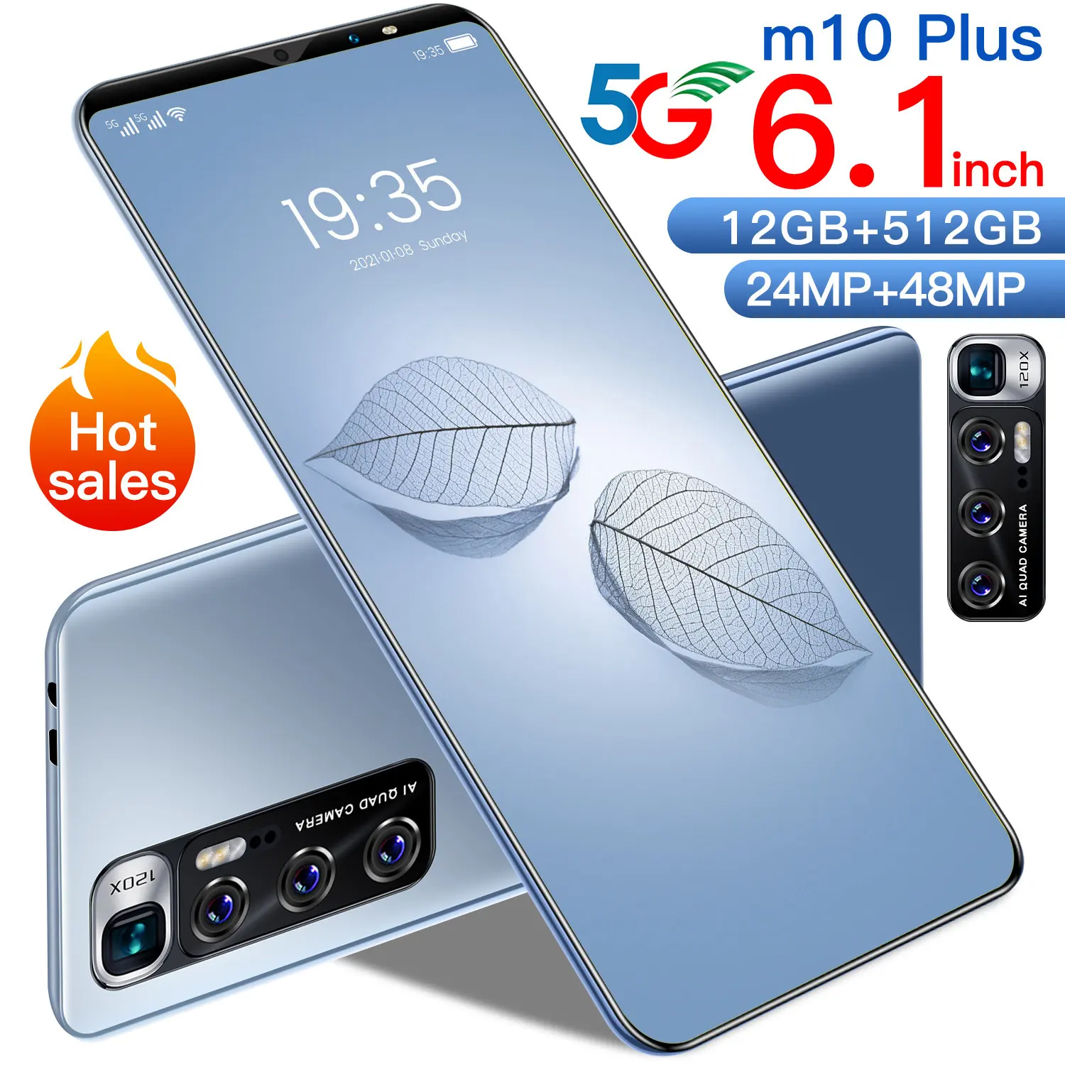M10 Plus 12Gb + 512Gb 7.2 Inci Baru Asli Dibuka Permainan Ponsel 3G 4G 5G Ponsel Ponsel dengan Ram 4 Gb Telepon Smartphone