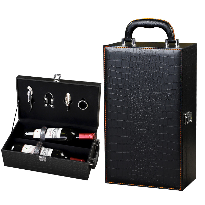 Black crocodile pattern wine set
