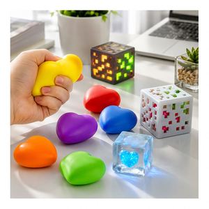 Promotional <b>Light</b> up Heart <b>Cube</b> Stress Ball Soft Squeeze Toy Luminous Squishy Fidget Sensory Office Gift Supply - Product Image 5