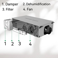 Purification de l'air 42L par jour Volume d'air 300m3/h pour système de déshumidification central pour toute la maison