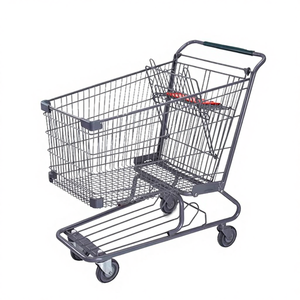 180L Custom Steel <b>Chrome</b> Plated Unfolding Supermarket Shopping Cart Trolley Shanghai Origin OEM Model - Product Image 2