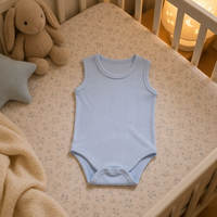 Baumwoll-Jersey Ärmelloser Baby-Body für Jungen und Mädchen, Leichter Sommer-Rüschenanzug, Chinesischer Lieferant, Großhandel