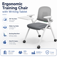 Chaises empilables pour événements et formations, chaise de conférence avec tablette rabattable à 180 degrés, porte-gobelet dissimulé pour salle de réunion