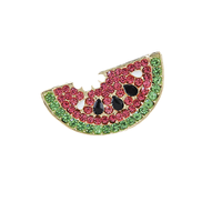 Métal Plaqué Argent Strass Pastèque Forme pour Cristal Zircon Support Palestine Charme Broche Pin Badge Palestinien