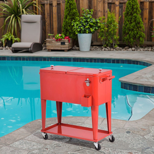 Glacière rectangulaire en métal avec conception de table de pique-nique Seau à glace en plastique rectangulaire pour vin, bière et nourriture pour les fêtes et le camping - Product Image 6