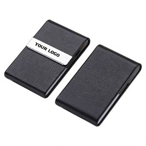 Porte-cartes de visite en cuir PU et métal inoxydable OEM pour hommes et femmes, avec fermeture magnétique - Product Image 1