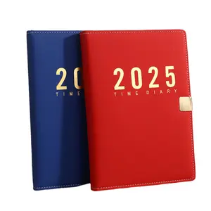 Custom Logo A5 PU Leather 2025 Agenda Planner Journal Notebook Office School Diary