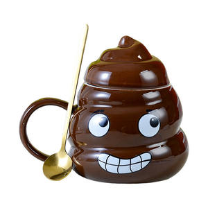 Dessin animé créatif sourire caca <span class=keywords><strong>tasse</strong></span> en céramique <span class=keywords><strong>thé</strong></span> <span class=keywords><strong>tasse</strong></span> à café <span class=keywords><strong>humour</strong></span> drôle cadeau nouveauté caca <span class=keywords><strong>tasse</strong></span> <span class=keywords><strong>tasse</strong></span> avec couvercle - Product Image 1