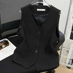 EHK0110 Chaleco de Primavera y Otoño para Mujer, Cárdigan Coreano, Chaqueta Informal <span class=keywords><strong>sin</strong></span> Mangas de Color Sólido - Product Image 2