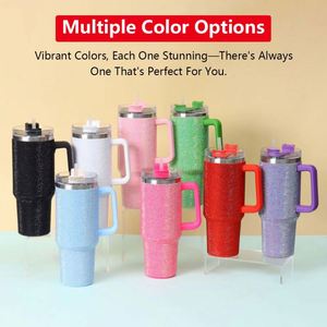 แก้วน้ำสแตนเลสแบบมีฝาและหลอดดูด ขนาด 40 ออนซ์ (1200 มล.) ประดับคริสตัลและเพชรเทียม สำหรับทำแก้วกาแฟแบบกำหนดเอง - Product Image 5