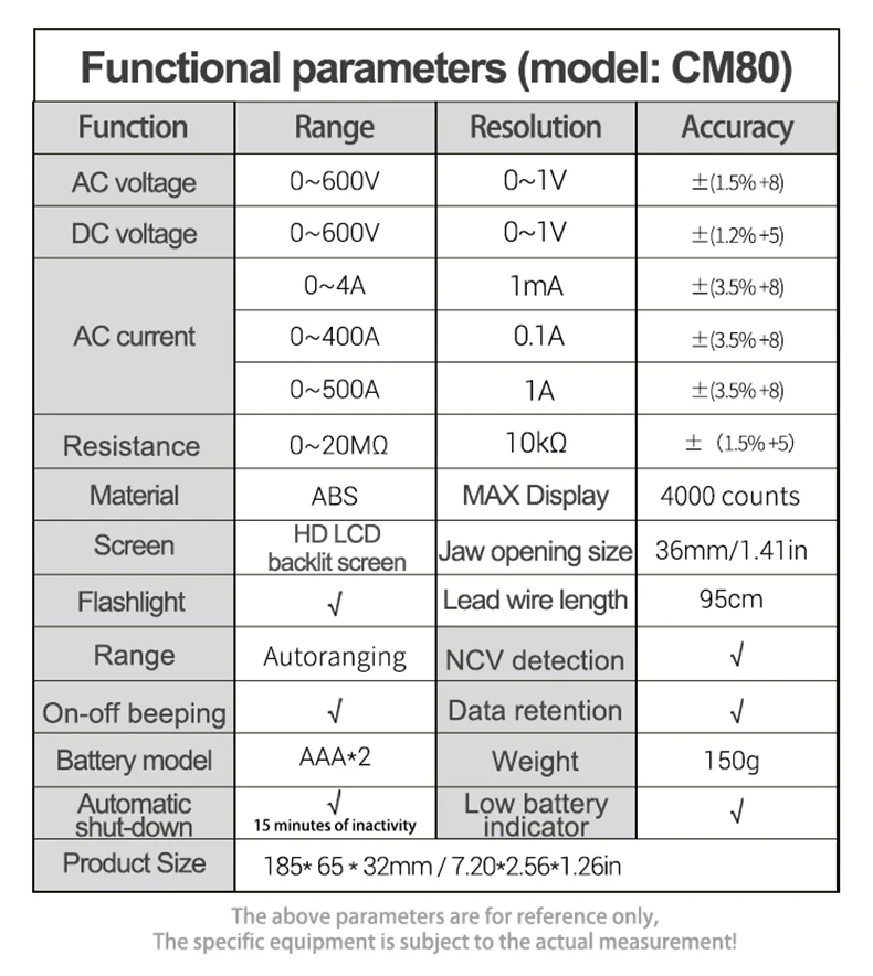 ANENG CM80 Digital clamp meter Ammeter Voltage Car Amp Hz Capacitance NCV Ohm Test multimeter digital profesional tester