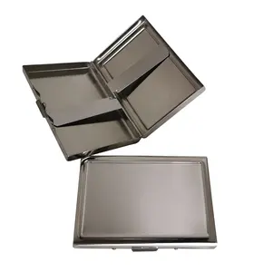 Grosir kotak rokok perak dengan cermin di dalam kotak rokok logam kualitas tinggi
