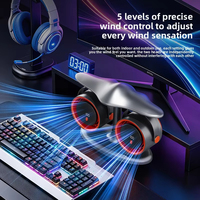 Nouveau ventilateur de bureau transfrontalier à double tête en forme d'avion, à circulation turbo, à fort débit d'air, pour usage domestique et professionnel, rechargeable par USB